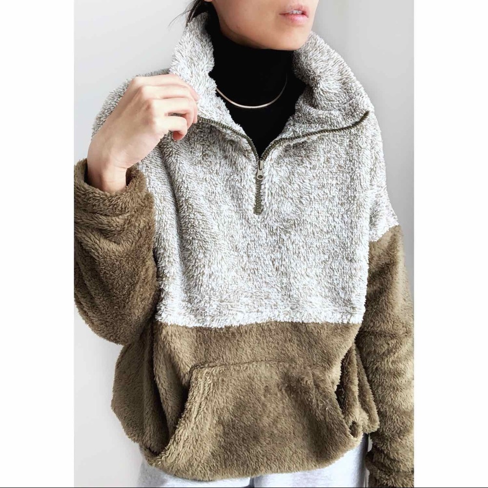 SOFT SHERPA TEDDY QUARTER ZIP PULLOVER SWEATER - Picture 7 of 12